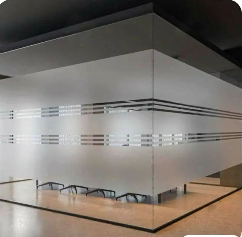 Frosted frameless glass door style for an office