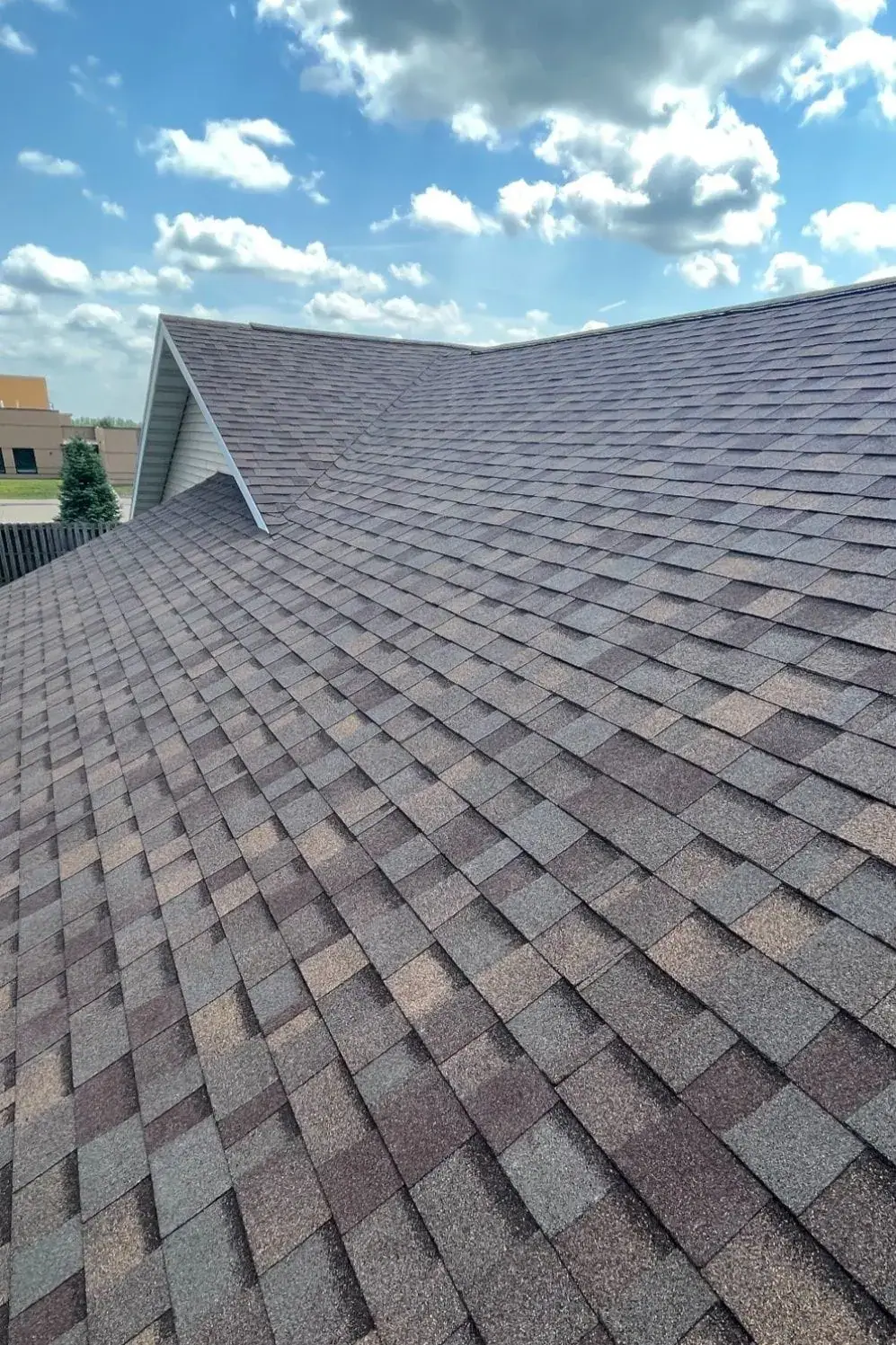 Close-up of brown asphalt roofing shingles