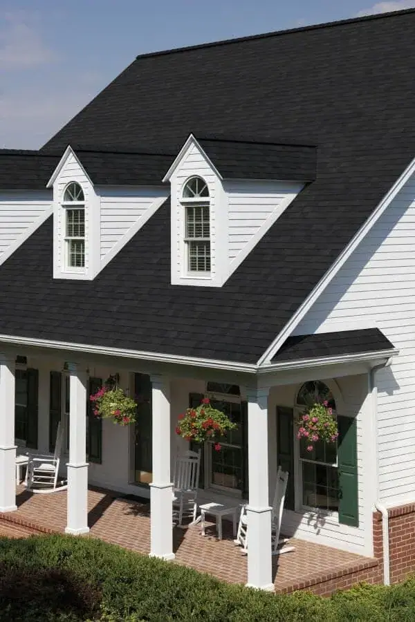 CertainTeed black asphalt roofing shingles on a house