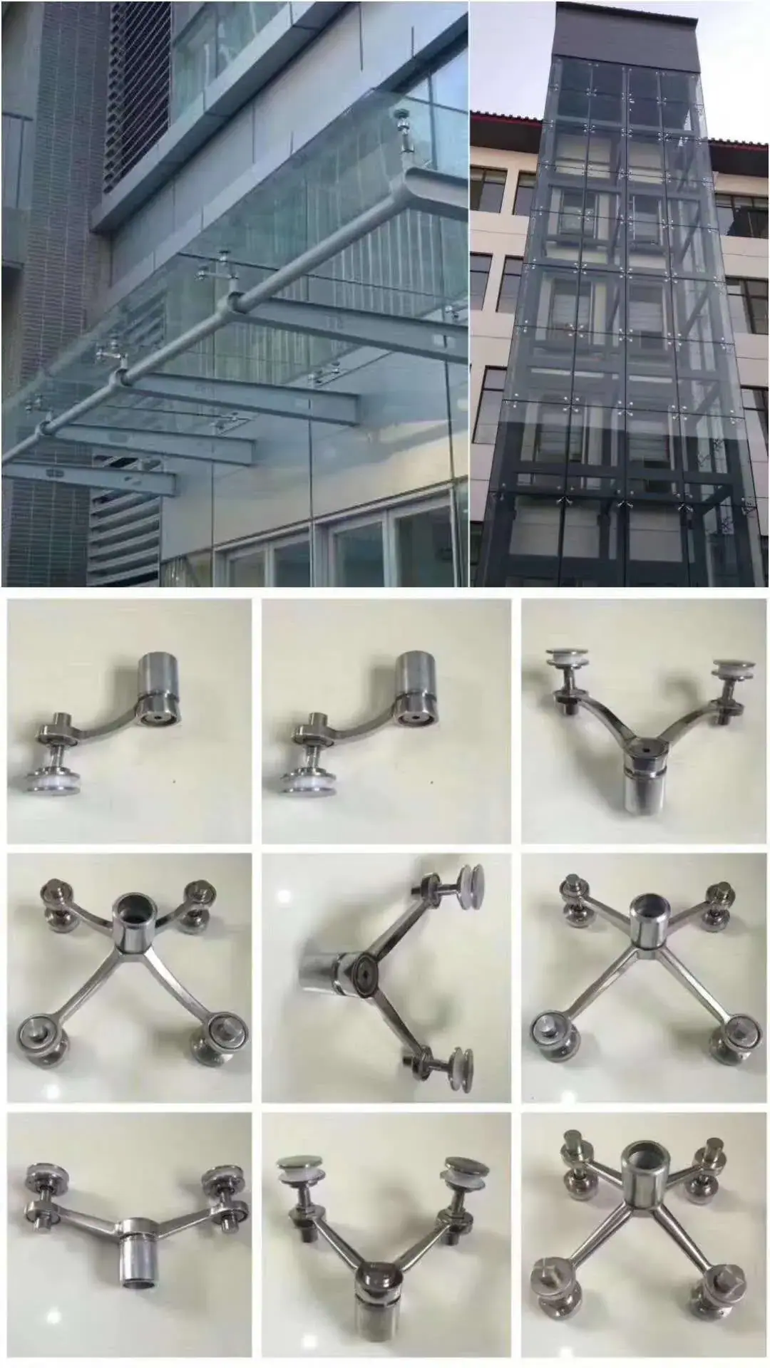 Glass canopy supported on stainless-steel spider fittings
