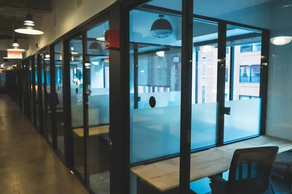 Toughened glass partition installed in a modern office in Chennai